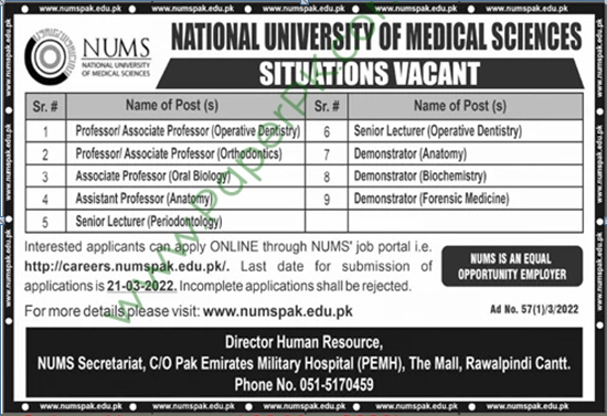 Jobs in NUMS